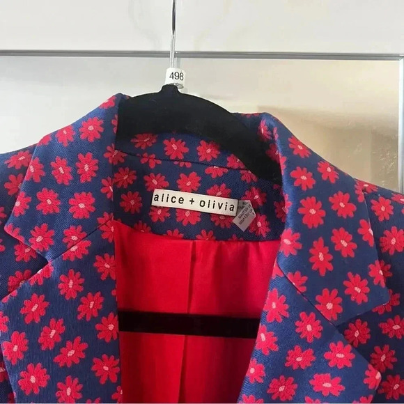 498 Alice + Olivia Greyson Double Button Blazer - Navy Multi - Picture 5 of 9